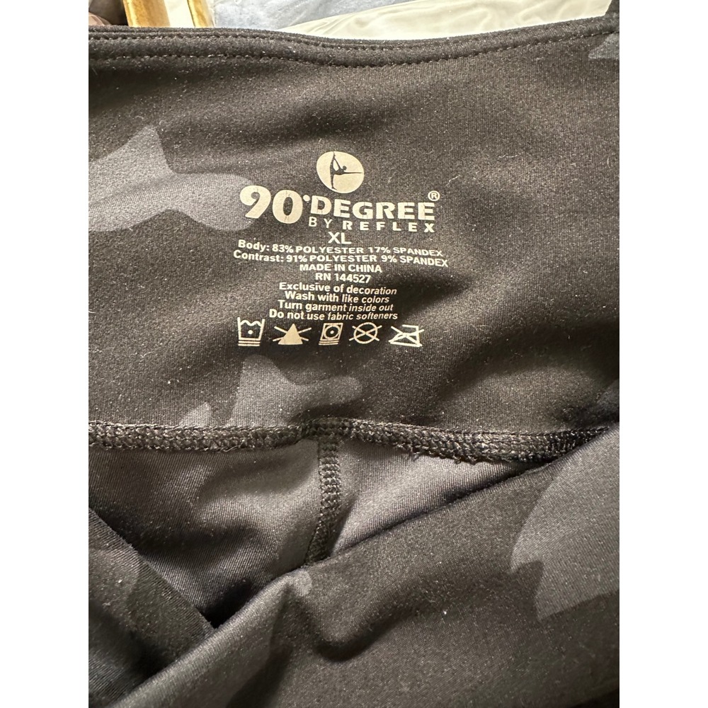 90 Degree by Reflex Womens XL Camo High Waist Side Pocket Leggings Black Gray - Picture 6 of 6